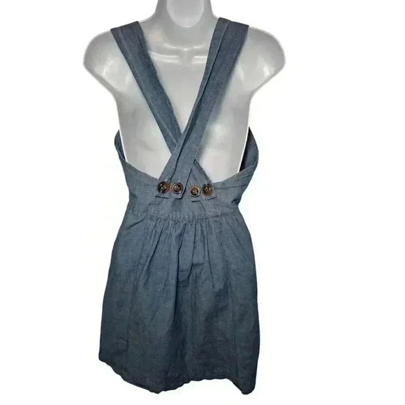 Free People Carolina Chambray Mini Dress denim button down size 6 academia - Picture 6 of 12
